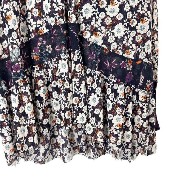 Free People Isabelle floral sheer mesh tunic top blouse Size S boho oversized fl - Picture 10 of 14